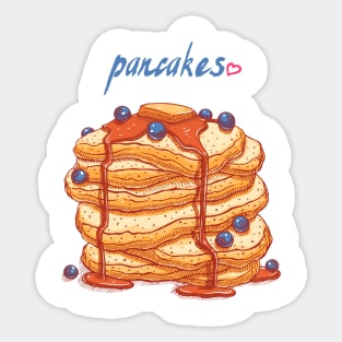 blueberries pancakes hand drawn Sticker